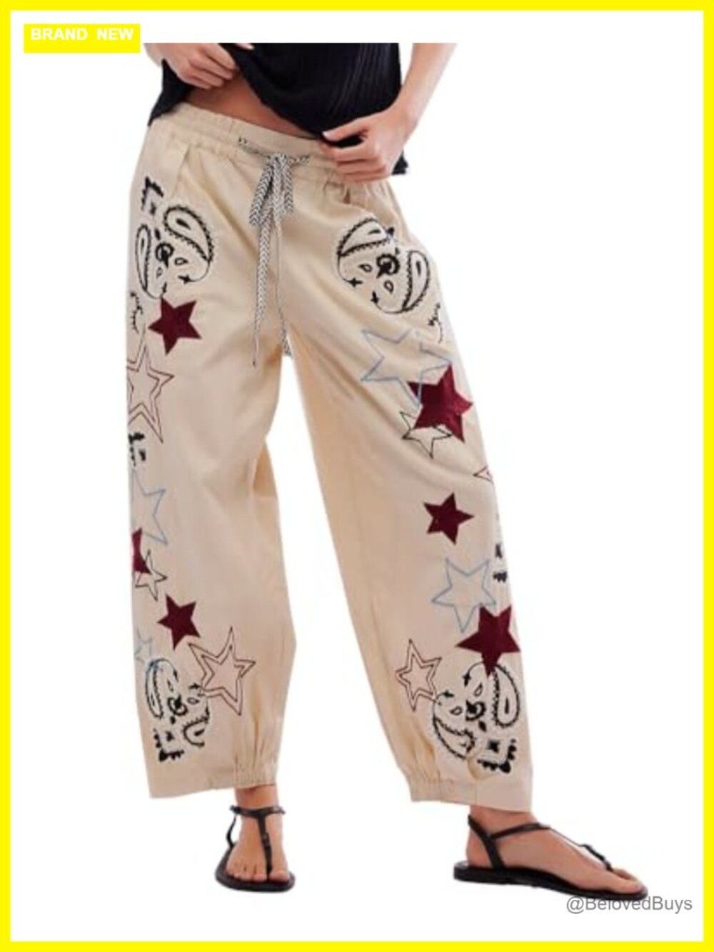 Mid Rise Barrel Jeans Women Embroidered Wide Leg Denim Pants Boyfriend Baggy
